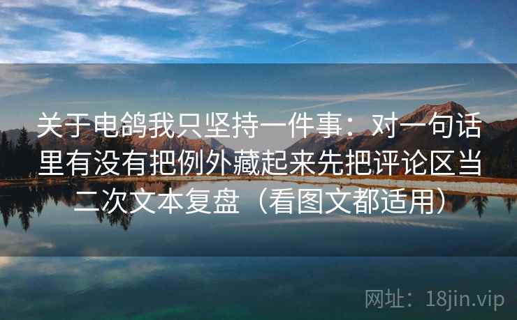 关于电鸽我只坚持一件事：对一句话里有没有把例外藏起来先把评论区当二次文本复盘（看图文都适用）